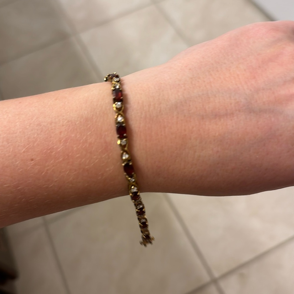 Sterling silver and various hard stone semi precious bracelet